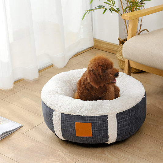 Round Plush Pet Bed – Winter Burrow Edition - Sir Barkington’s Pet Supplies