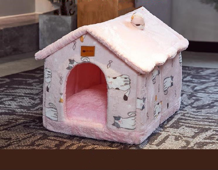 Foldable Pet House – Warm Enclosed Dog & Cat Bed - Sir Barkington’s Pet Supplies