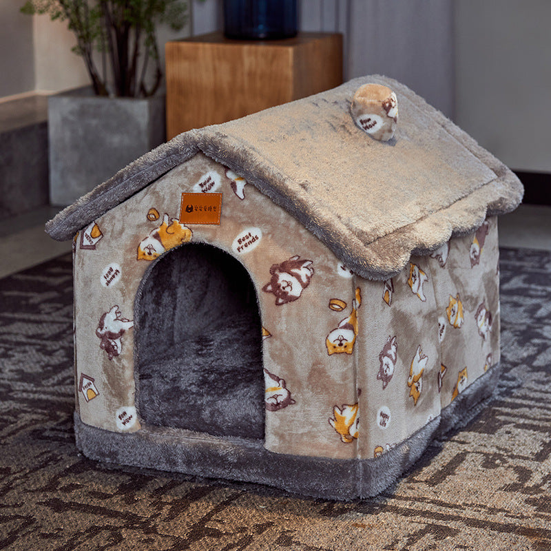 Foldable Pet House – Warm Enclosed Dog & Cat Bed - Sir Barkington’s Pet Supplies