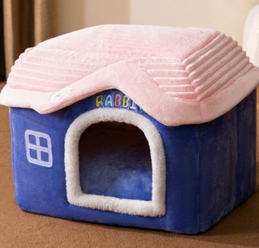 Foldable Pet House – Warm Enclosed Dog & Cat Bed - Sir Barkington’s Pet Supplies