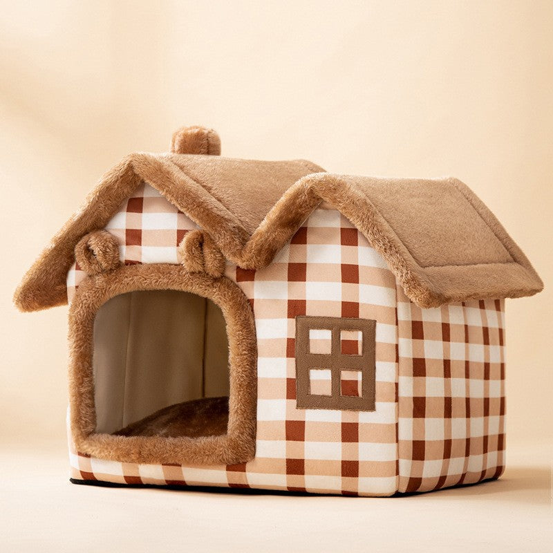 Foldable Pet House – Warm Enclosed Dog & Cat Bed - Sir Barkington’s Pet Supplies