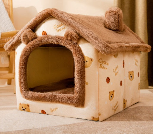 Foldable Pet House – Warm Enclosed Dog & Cat Bed - Sir Barkington’s Pet Supplies