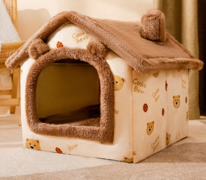 Foldable Pet House – Warm Enclosed Dog & Cat Bed - Sir Barkington’s Pet Supplies