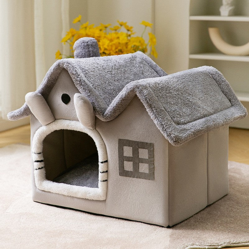 Foldable Pet House – Warm Enclosed Dog & Cat Bed - Sir Barkington’s Pet Supplies