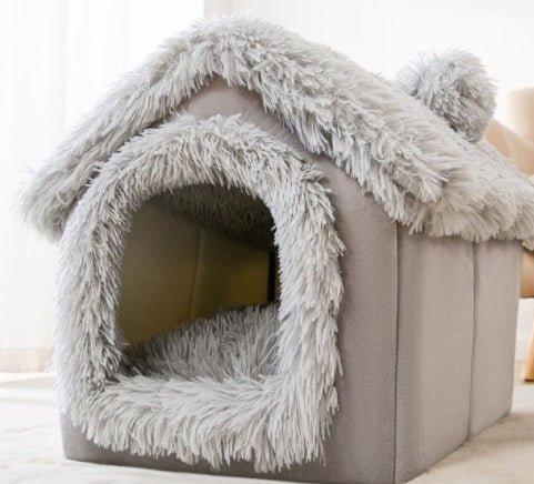 Foldable Pet House – Warm Enclosed Dog & Cat Bed - Sir Barkington’s Pet Supplies