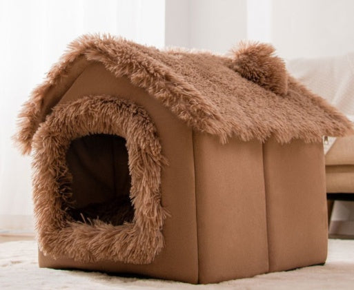 Foldable Pet House – Warm Enclosed Dog & Cat Bed - Sir Barkington’s Pet Supplies