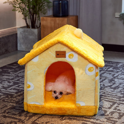 Foldable Pet House – Warm Enclosed Dog & Cat Bed - Sir Barkington’s Pet Supplies