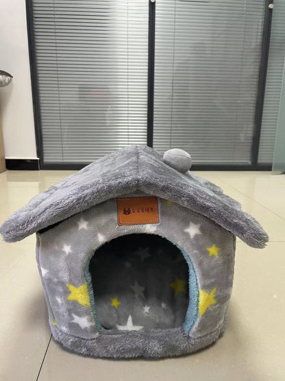 Foldable Pet House – Warm Enclosed Dog & Cat Bed - Sir Barkington’s Pet Supplies