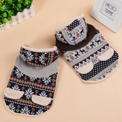 Pet Clothing Fawn Snowflake Hooded Cotton Coat - Sir Barkington’s Pet Supplies