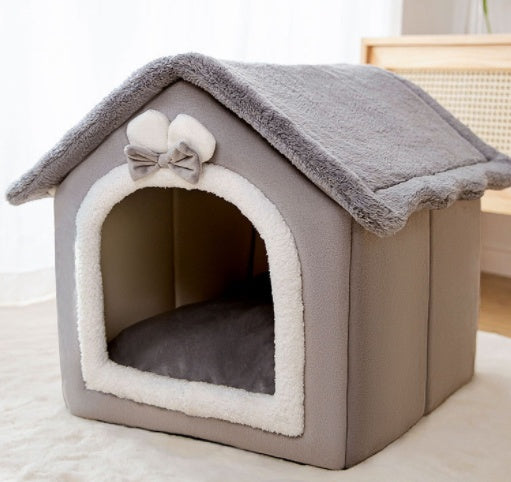 Foldable Pet House – Warm Enclosed Dog & Cat Bed - Sir Barkington’s Pet Supplies
